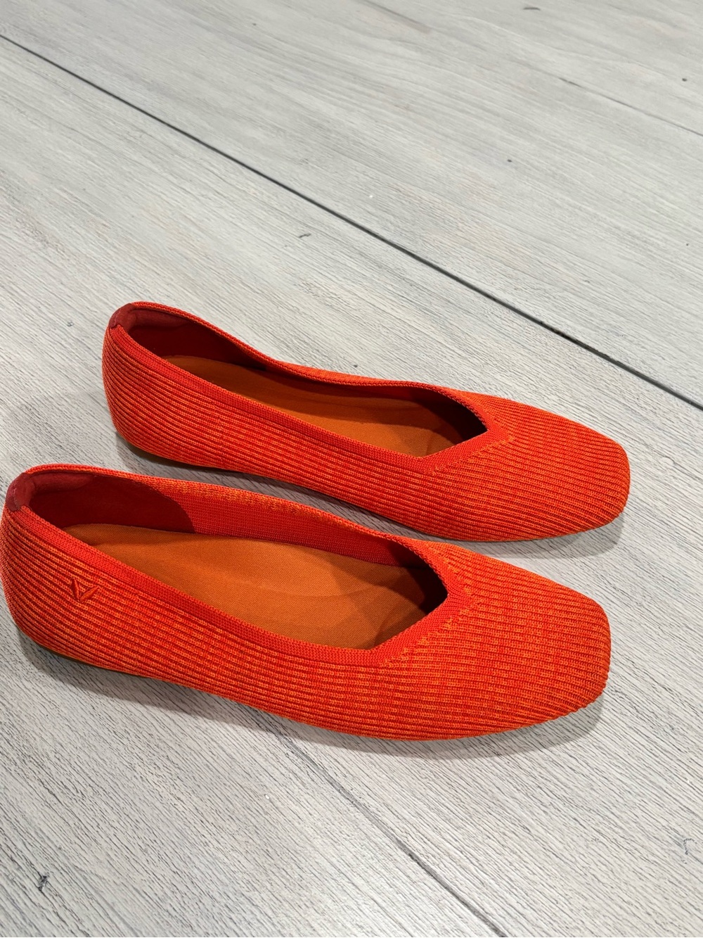 VIVAIA Women’s Orange MARGOT SQUARE TOE Knit Flats Shoes Loafers Size 40 US 9.